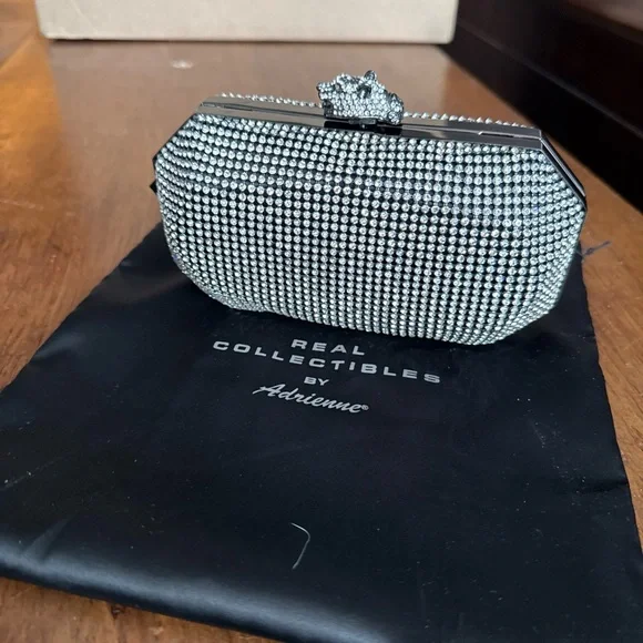 Real Collectibles by Adrienne Black Clutch with Rhinestone Detail - Picture 3 of 6